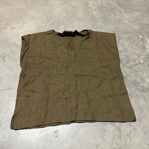 Vintage Exit Shops 100% Linen Shell Top Olive Green V-Neck Boxy Sleeveless Small